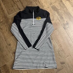 Striped Long Sleeve Dress - Black and White